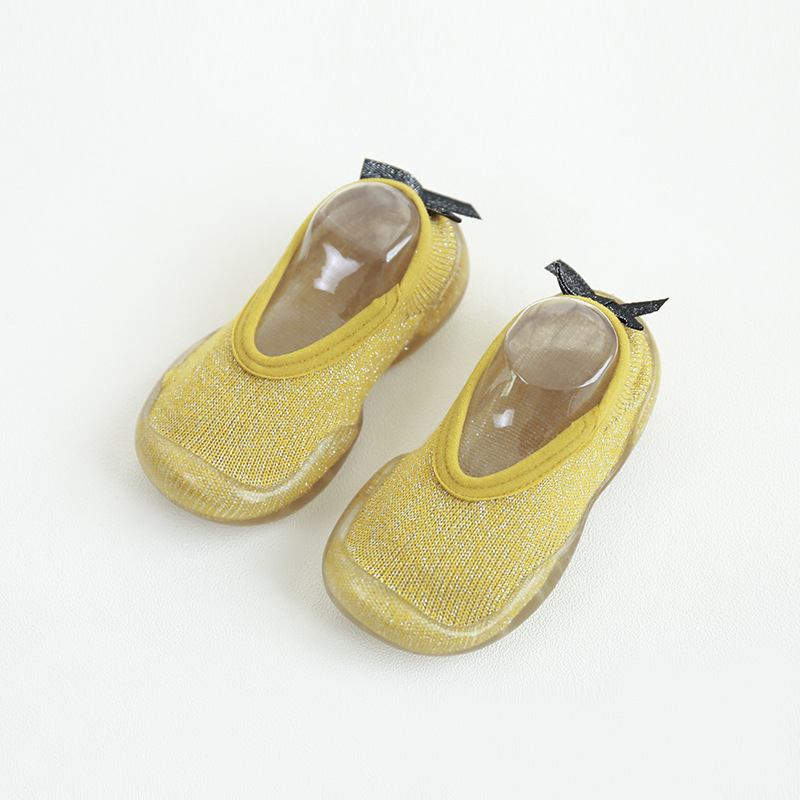 Primavera, verano y otoño zapatos de piso de bebé y Calcetines antideslizantes de fondo suave zapatos de niño peinados de algodón de silicona boca baja calcetines de los niños zapatos de desgaste exterior
