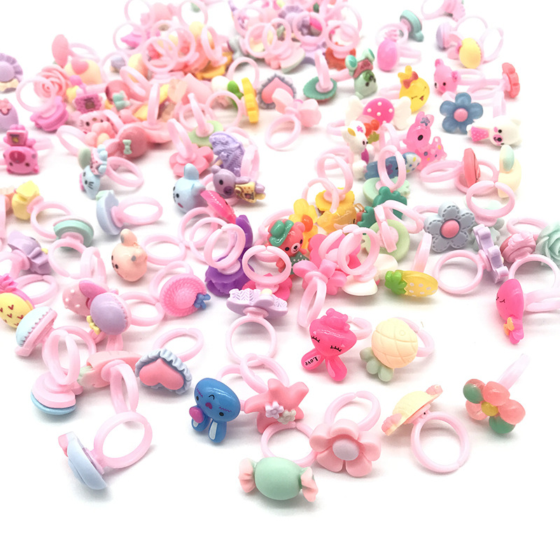 Anillos de Resina para Niños de Plástico y Resina Hechos a Mano con Dibujos Animados