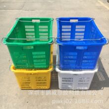 塑料配送菜萝加厚铁耳萝镂空塑胶框生鲜肉类运输萝筐带铁耳可堆叠