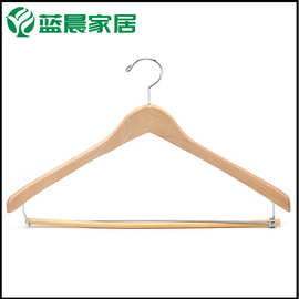 批发枫木衣架防滑无痕吊杆服装店酒店家居衣架裤架实木工厂直供