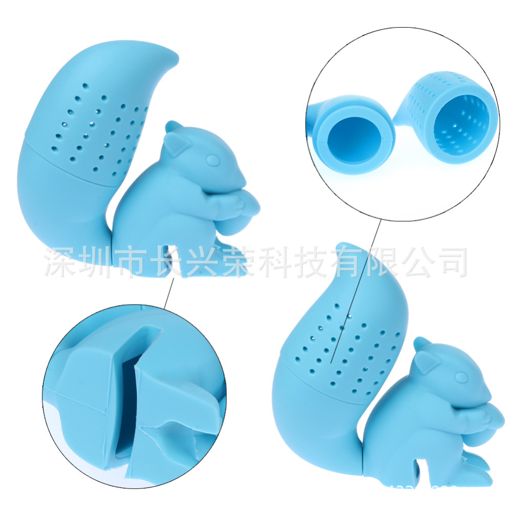 创意松鼠泡茶器 松鼠硅胶泡茶器 硅胶日用品 环保茶包过滤器