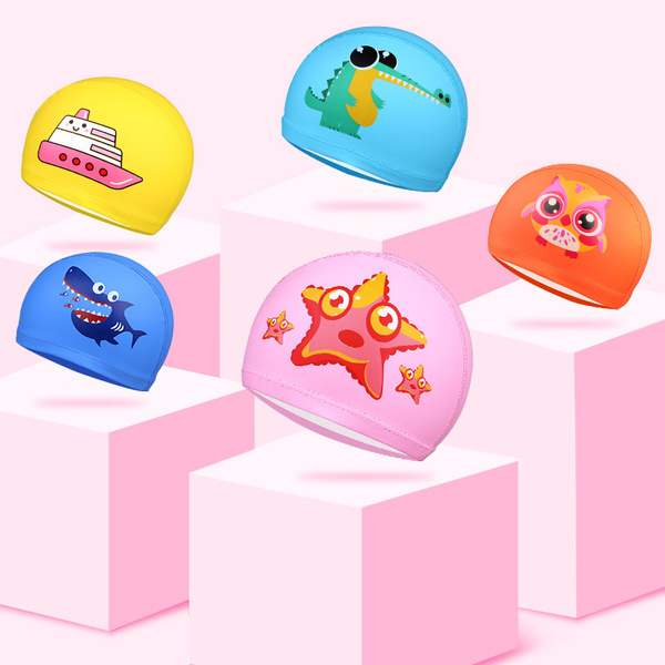 waterproof polyurethane cartoon swimming cap for swimming