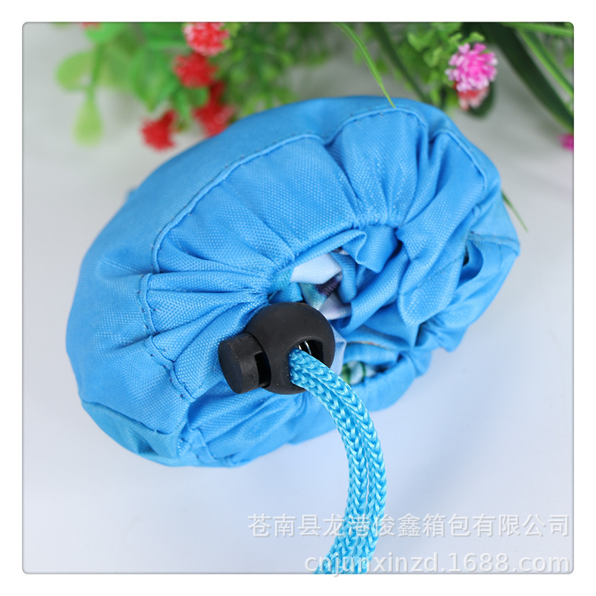 Comerciante al por mayor publicidad de dibujos animados de poliéster plegable bolsa de compras portátil creativa bolsa impresa LOGO