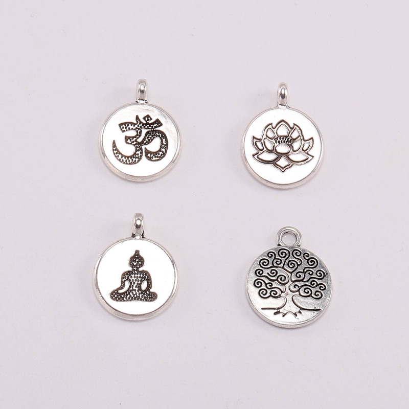 Creative Letter Round Buddha Lotus Tree of Life Pendant DIY Jewelry Accessories Alloy Accessories Material