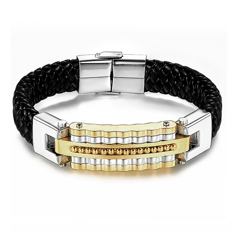 Men's Braided Leather Bracelet Waterproof Hypoallergenic Design_voghion.com