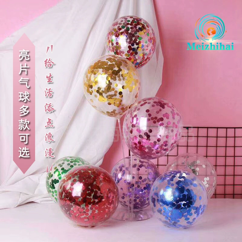 Transparent balloon, set, 12 inch, with sequins, custom-made