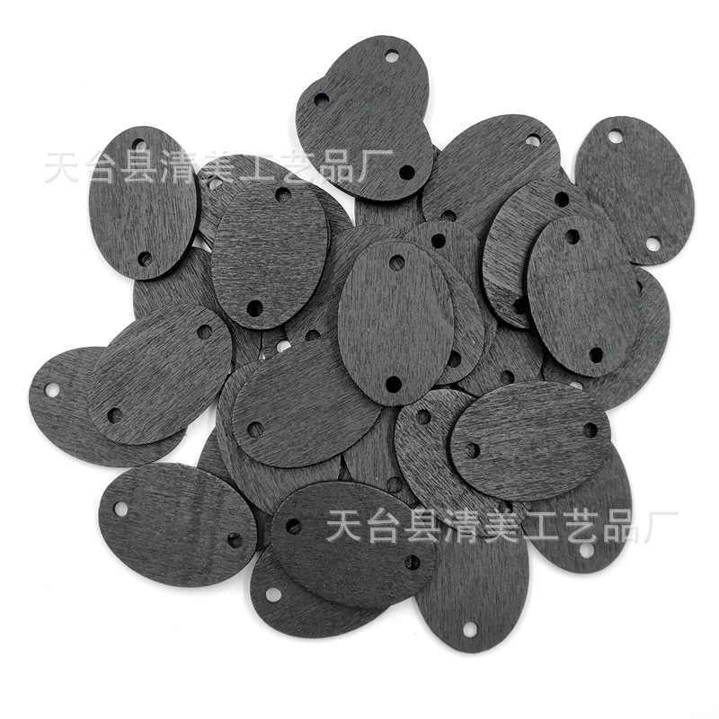 25*35mm DIY manualidades hechas a mano de madera negra botón de letrero redondo 50 piezas por paquete