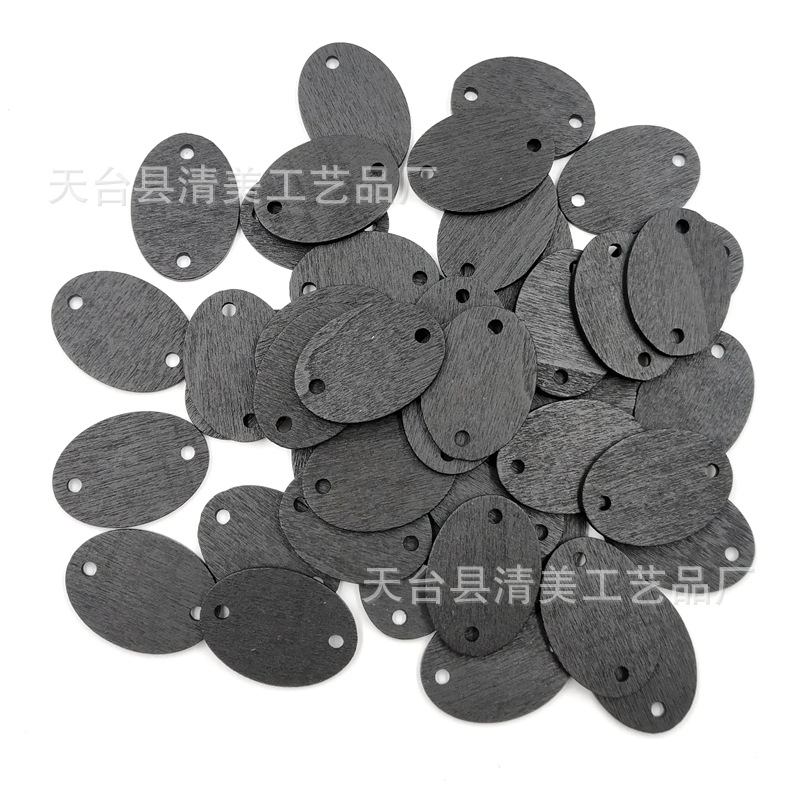 25*35mm DIY manualidades hechas a mano de madera negra botón de letrero redondo 50 piezas por paquete