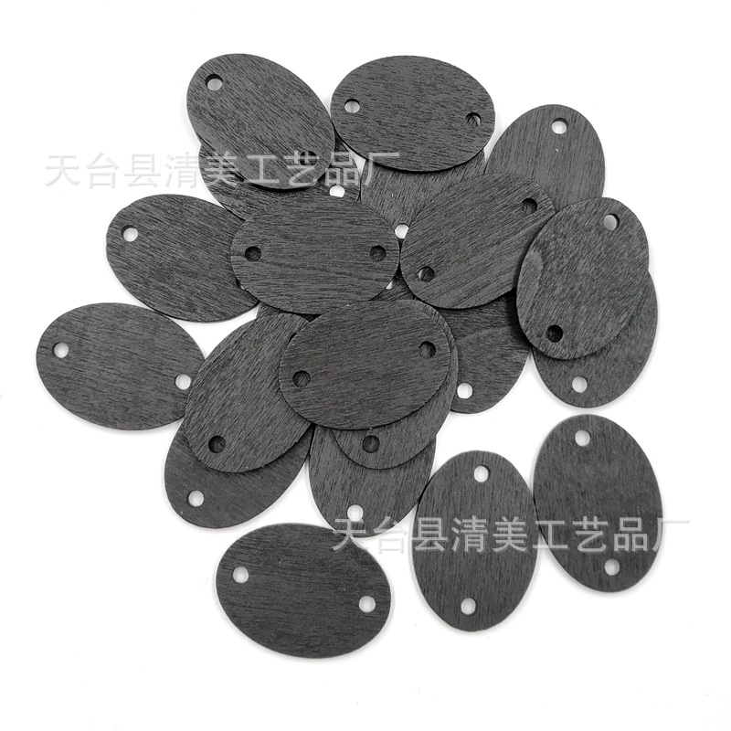 25*35mm DIY manualidades hechas a mano de madera negra botón de letrero redondo 50 piezas por paquete