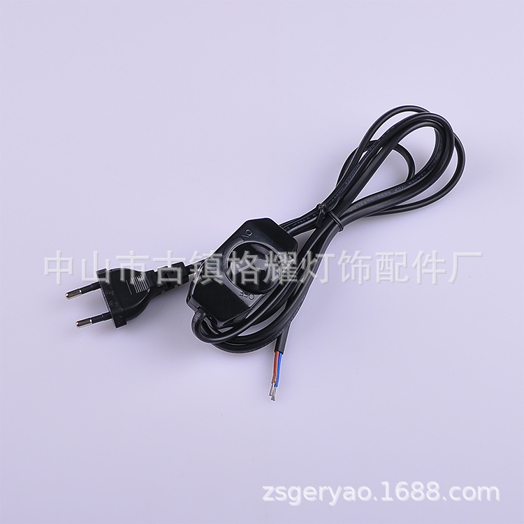 厂家热销 双圆插头+1.80 1.50米两芯扁线+线上可调光开关电源线