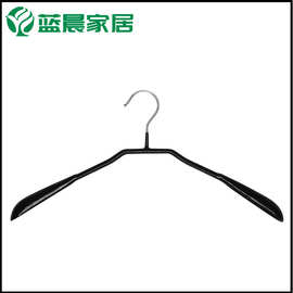 外贸热销金属衣撑宽肩浸塑不锈钢干湿两用黑色晾晒衣架 厂家直批