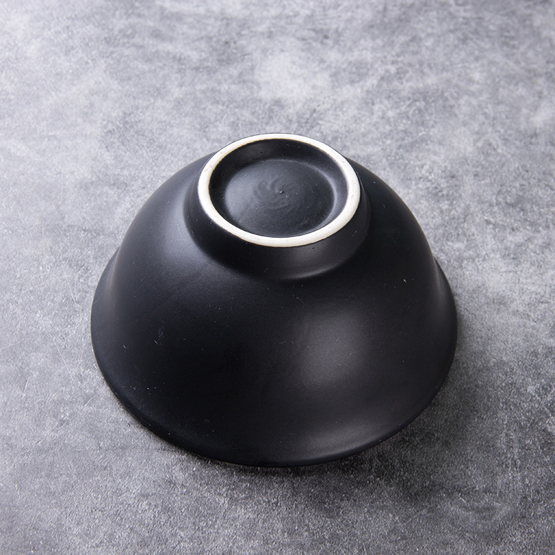 5,5 "Negro cerámica sopa tazón de arroz cubertería al por mayor