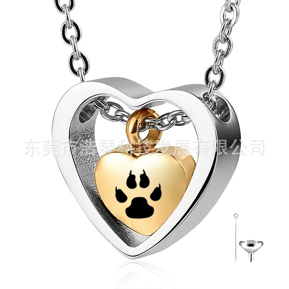 Amazon горячая Распродажа пепел домашних животных ожерелье в форме сердца печать лапы пепельная шкатулка кулон кремация ювелирные изделия флакон духов