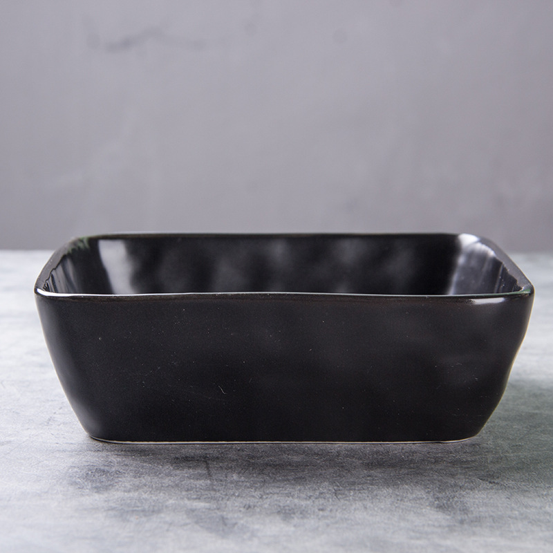 6 "cuadrado de cerámica profunda ensalada plato negro