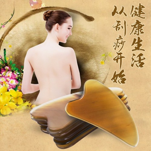 Triangular heart-shaped ox horn scraping pad, authentic ox horn scraping pad, natural horn dolphin-shaped massage pad