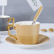 金边欧式咖啡杯碟套装英式下午茶杯具陶瓷花茶杯子家用小奢华