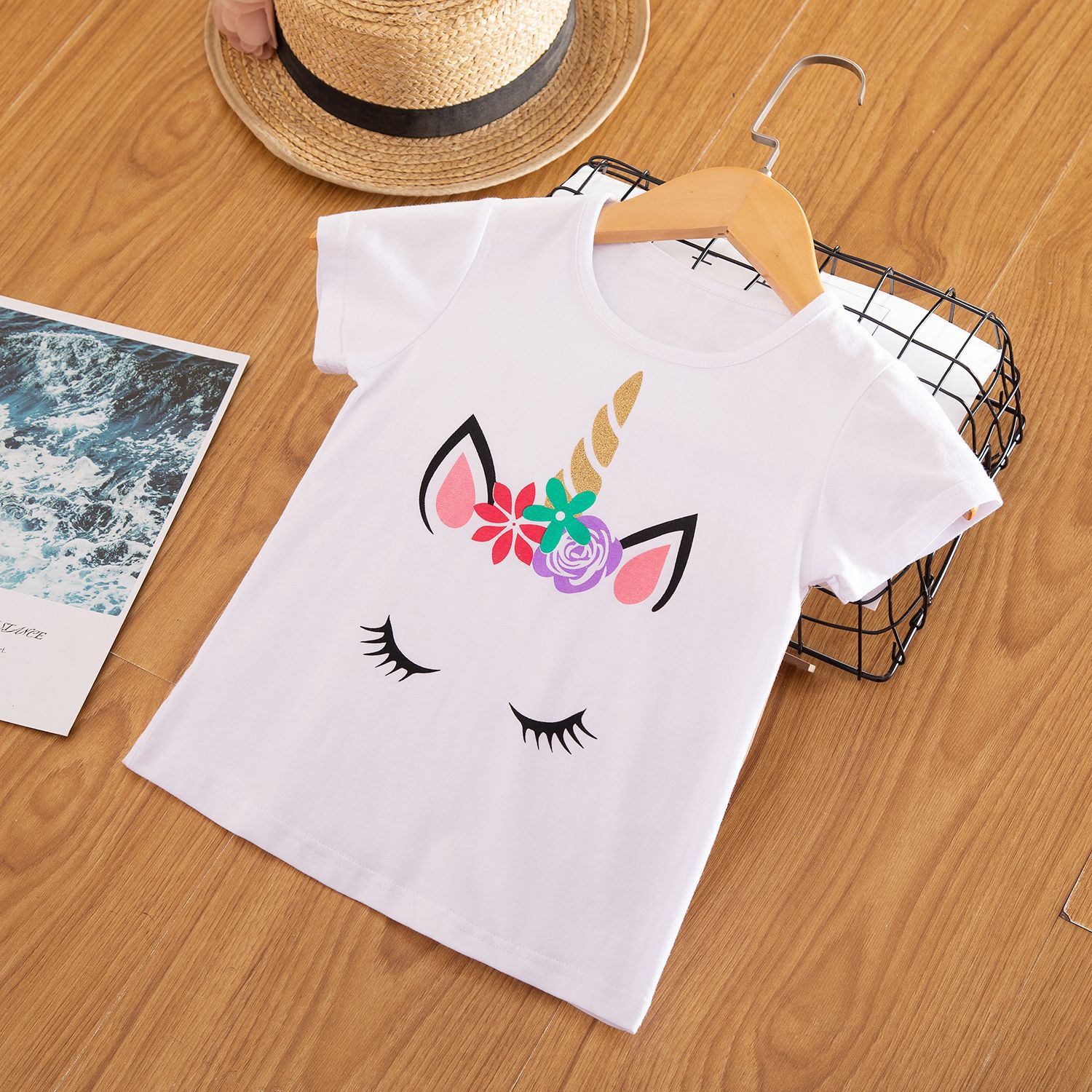 AliExpress deseo La Venta caliente del verano lindo unicornio imprimir ropa femenina de moda mameluco bebé niños señora t