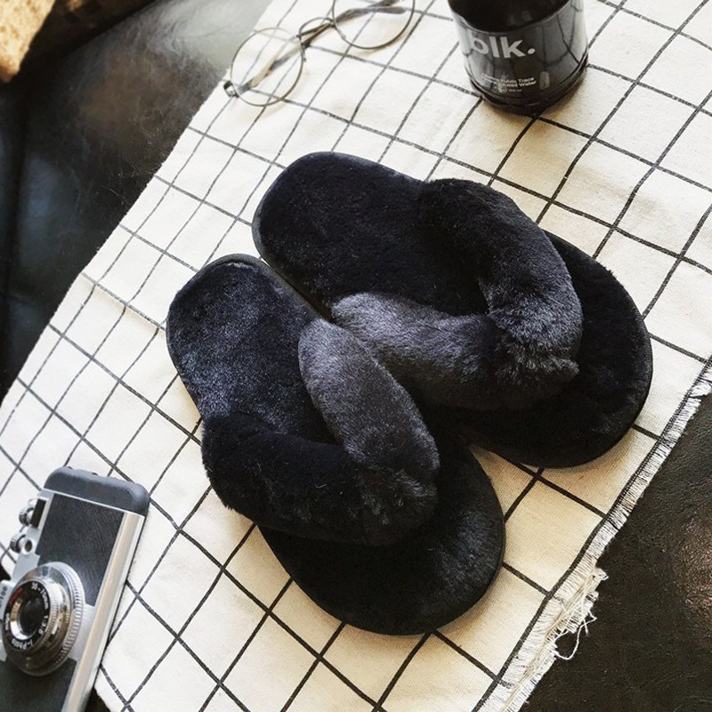 2023 nuevo Otoño e Invierno casa chanclas Zapatillas de algodón conejo femenino de felpa antideslizante casa Chanclas Zapatos de fábrica al por mayor