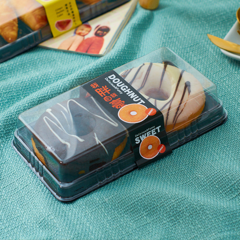 两格甜甜圈包装盒烘焙包装5个装榴莲酥绿豆糕乳酪芝士蛋糕包装盒