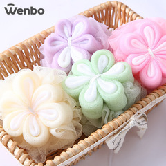 wenbo/ Wenbo Fashion Color Blocking Plum Bath Ball/ Multi-Foam Bath Flowers with Rope for Hanging - Bare Goods