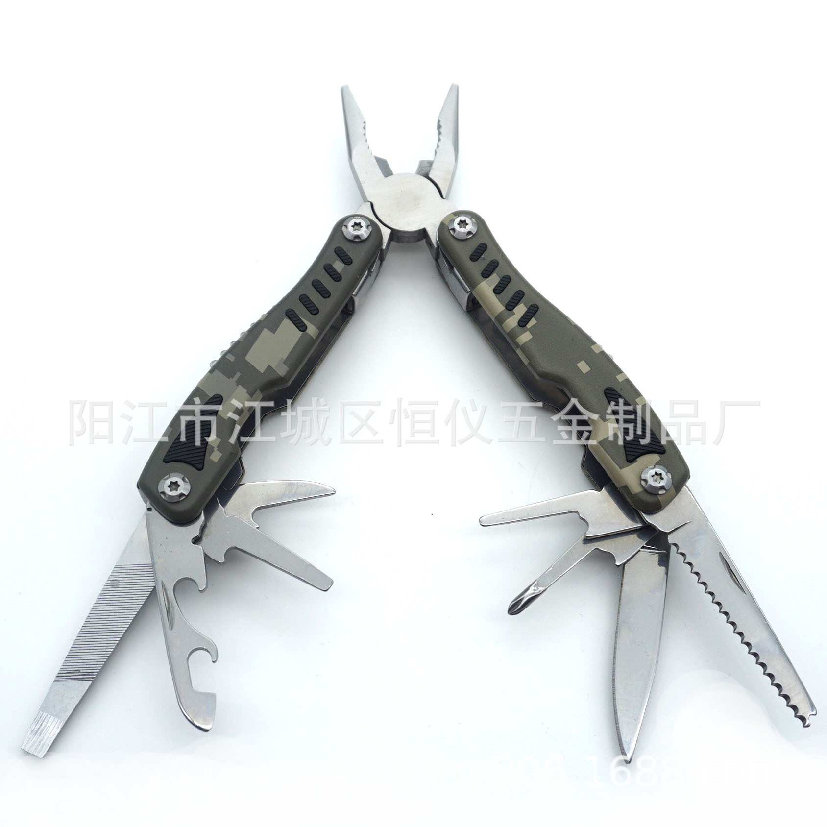 供应多功能钳 大号迷彩折叠钳子带批头 户外用品批发迷彩户外工具