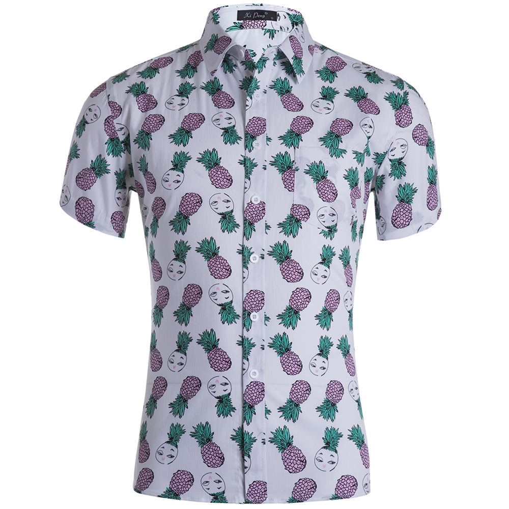 Camisa hawaiana estampada de algodón peinado de los hombres más el tamaño de la camisa de los hombres camisa hombre