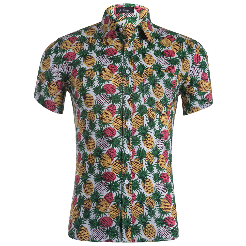 Camisa hawaiana estampada de algodón peinado de los hombres más el tamaño de la camisa de los hombres camisa hombre