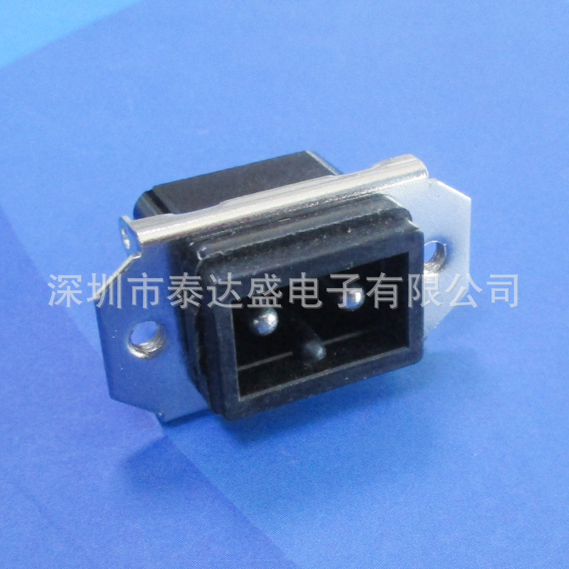 安装孔距25mm两芯B字尾插座 配铁壳10A电流AC电源插座DB-14-DS4