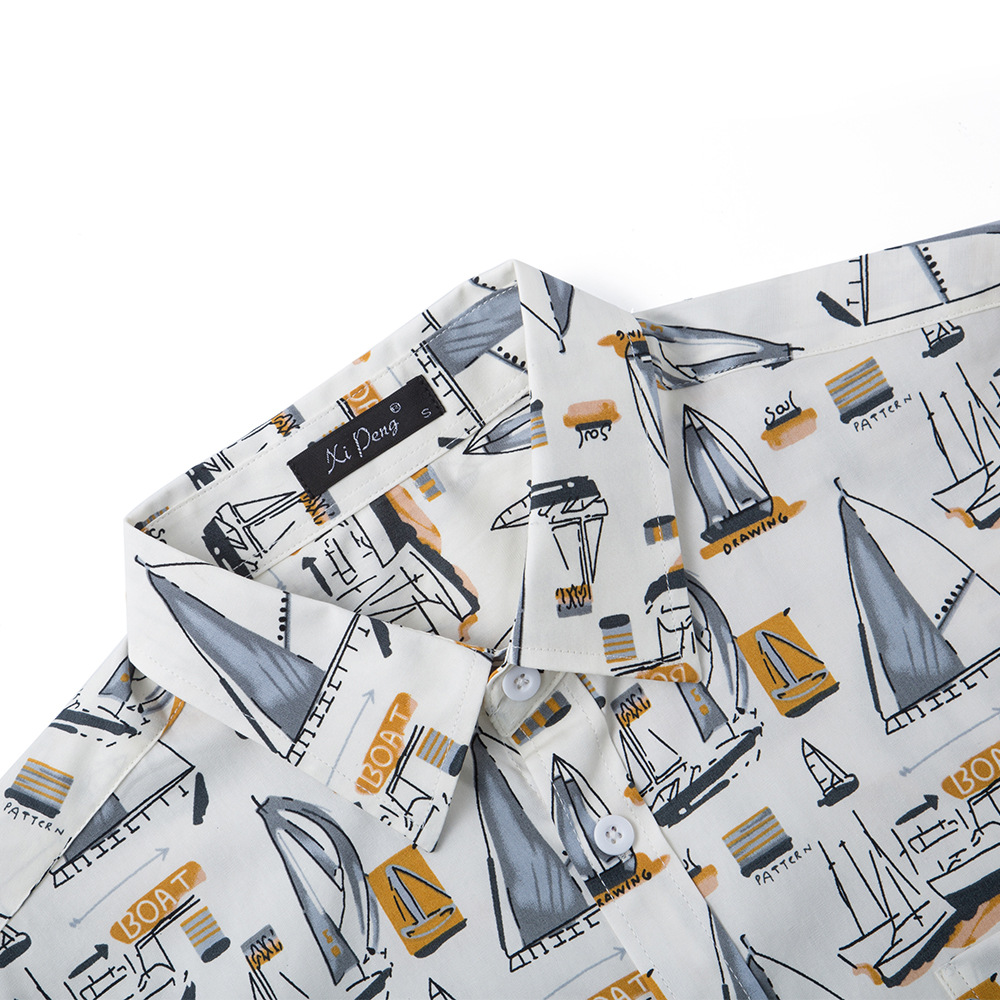 Camisa hawaiana estampada de algodón peinado de los hombres más el tamaño de la camisa de los hombres camisa hombre