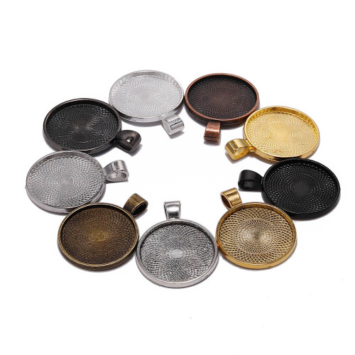25mm round pendant base DIY retro alloy jewelry accessories time gemstone alloy jewelry pendant pendant