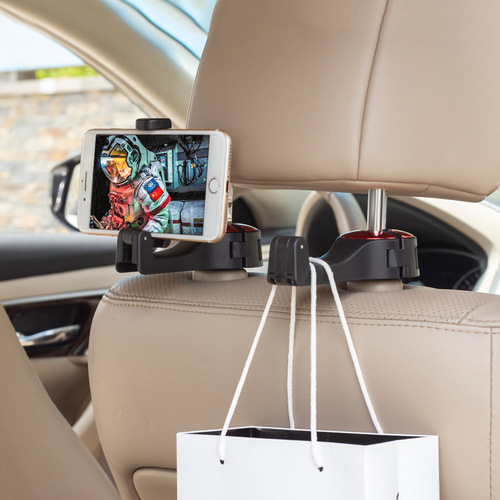 Multifunctional car rear mobile phone holder locking car seat hook supplies creative car products
