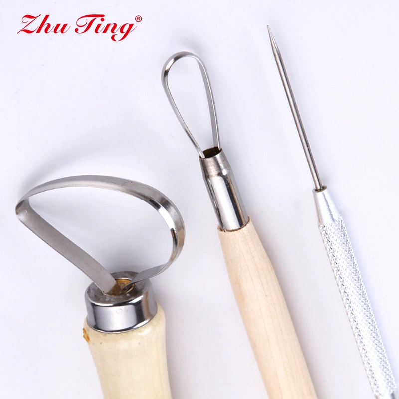 Ceramics, clay, wooden tools set, 8 pieces