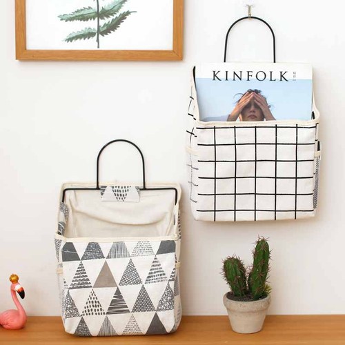 Manufacturer's cotton and linen fabric art book miscellaneous storage wall hanging storage bag wall-mounted storage pouch dormitory dormitory magic tool