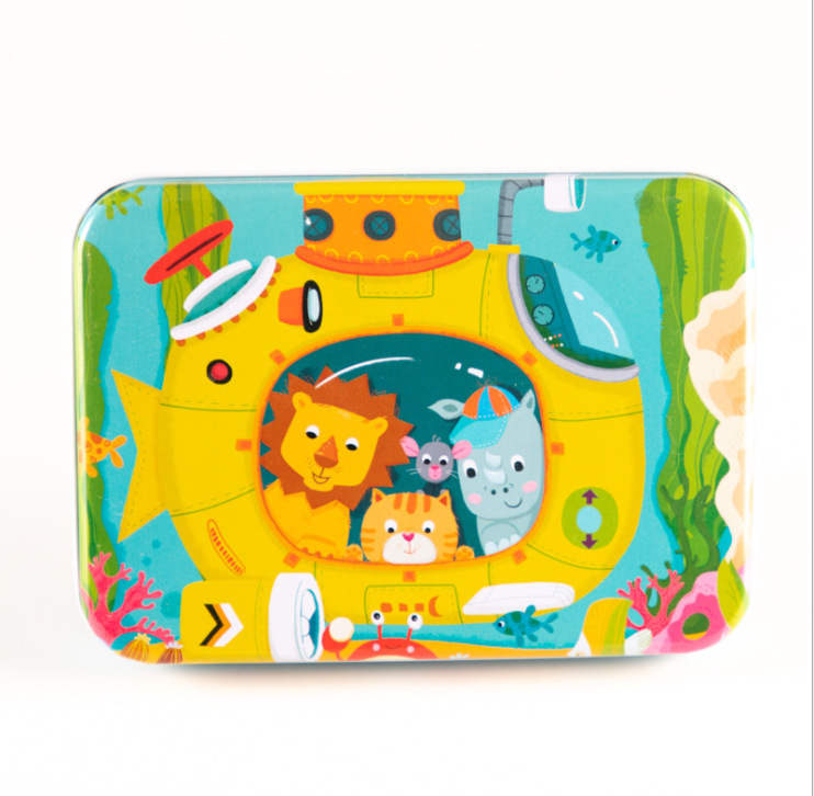 120 piezas caja de hierro creativo pintado a mano ilustración rompecabezas 3-4-6 AÑOS NIÑOS bloques de construcción juguetes educativos de calidad 0,25