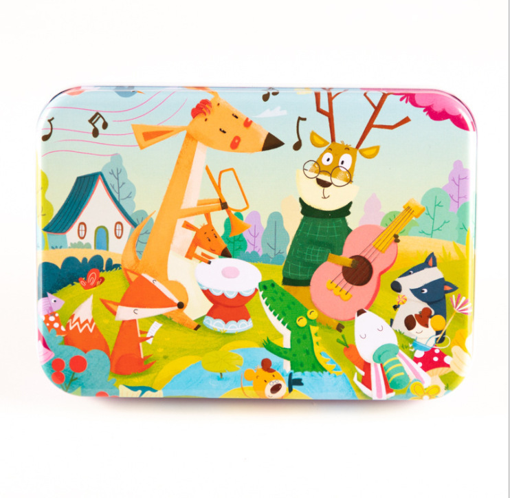 120 piezas caja de hierro creativo pintado a mano ilustración rompecabezas 3-4-6 AÑOS NIÑOS bloques de construcción juguetes educativos de calidad 0,25