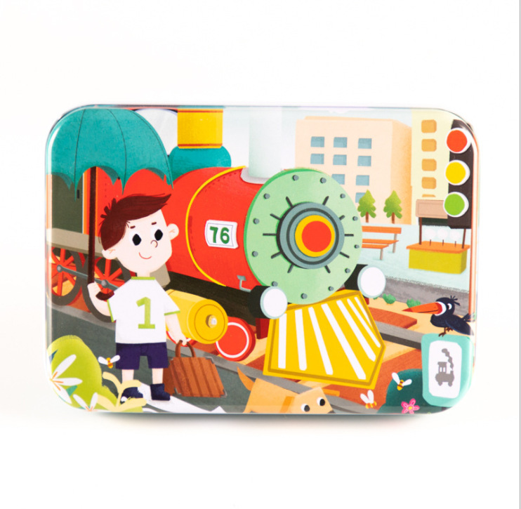 120 piezas caja de hierro creativo pintado a mano ilustración rompecabezas 3-4-6 AÑOS NIÑOS bloques de construcción juguetes educativos de calidad 0,25