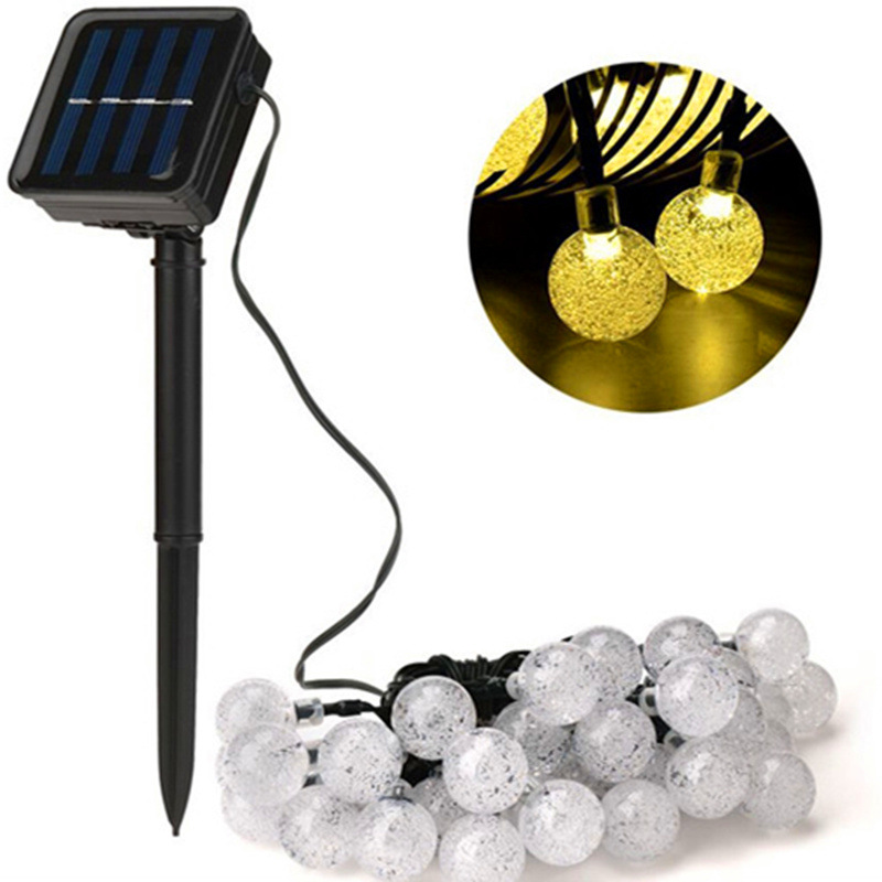 Luz de bola de burbuja solar cadena de luz de estrella led flor de cerezo ambiente de campamento al aire libre decoración navideña luz solar