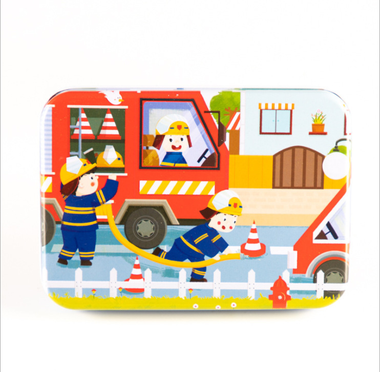 120 piezas caja de hierro creativo pintado a mano ilustración rompecabezas 3-4-6 AÑOS NIÑOS bloques de construcción juguetes educativos de calidad 0,25