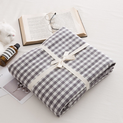 Japanese-style cotton-dyed washed cotton single quilt cover, high quality plaid quilt cover, pure cotton quilt cover, single piece pure cotton quilt cover