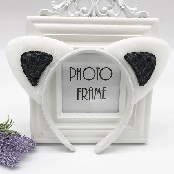 White and black (sequins) cat ears