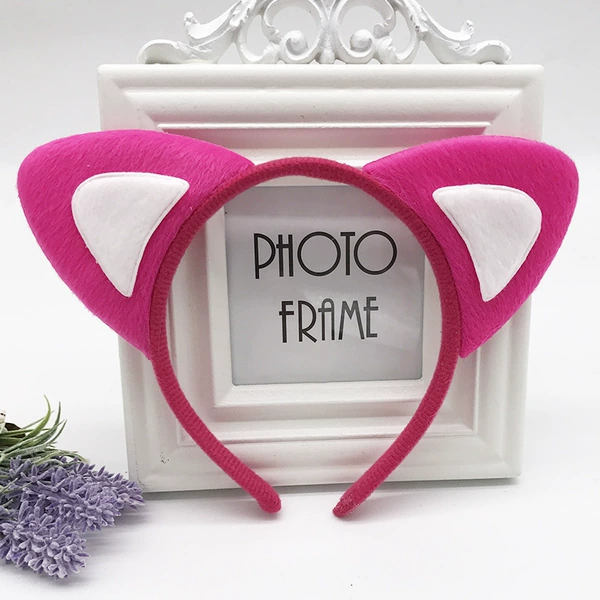Rose red and white (plush) cat ears