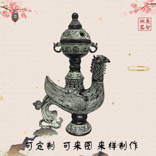 包邮青铜器孔雀铜花瓶凤杯凤纹尊青铜器青铜鼎汉代婚礼道具汉风