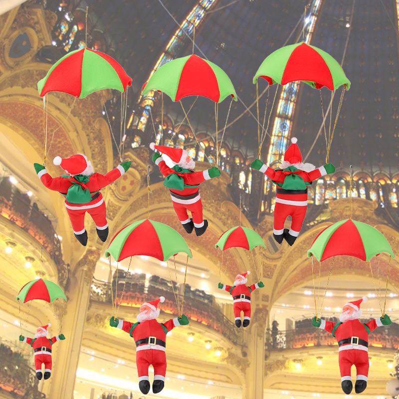 Amazon decoraciones de Navidad paracaídas Santa Claus Navidad escena muñeca colgante ventana colgante