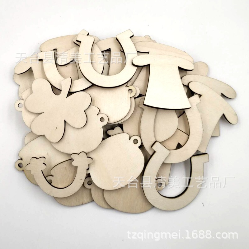 Festival irlandés 5 Formas decoraciones de madera trébol herradura sombrero del arco iris Día San Patricio