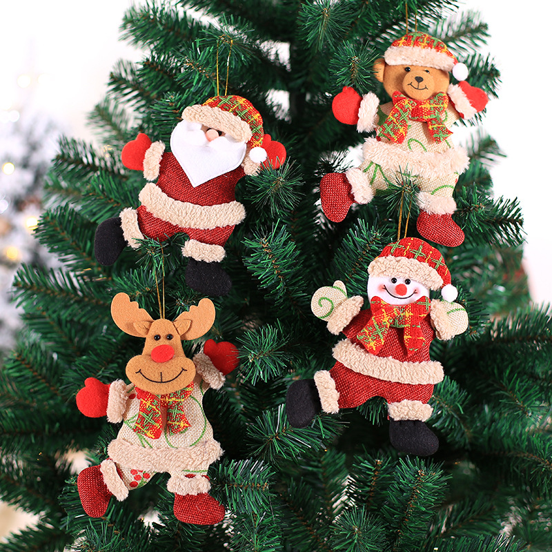 Adornos navideños Accesorios para árboles de Navidad Tela navideña Colgante de muñeca pequeña Baile viejo muñeco de nieve Muñeca pequeña percha