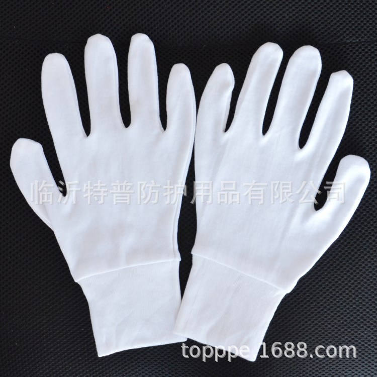 自产罗口礼仪手套 棉毛汗布纯棉手套 松紧对拼手套 cotton gloves
