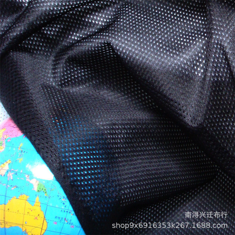 现货供应 透气涤纶弹性网布T恤网眼布料低弹满天星网布针织面料