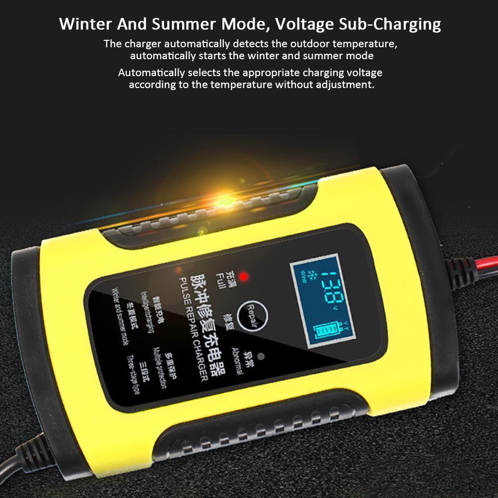 Cargador de batería de coche 12v, cargador de motocicleta totalmente inteligente, cargador de batería con reparación automática
