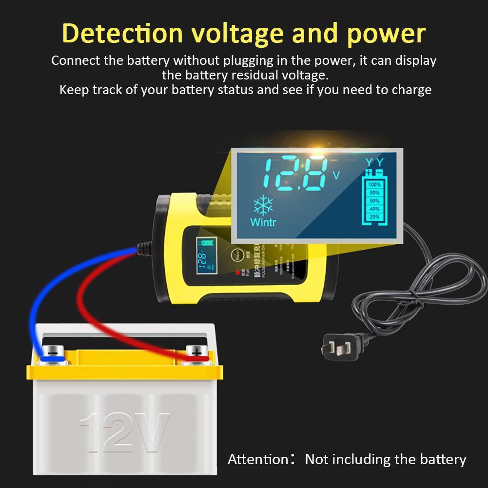 Cargador de batería de coche 12v, cargador de motocicleta totalmente inteligente, cargador de batería con reparación automática