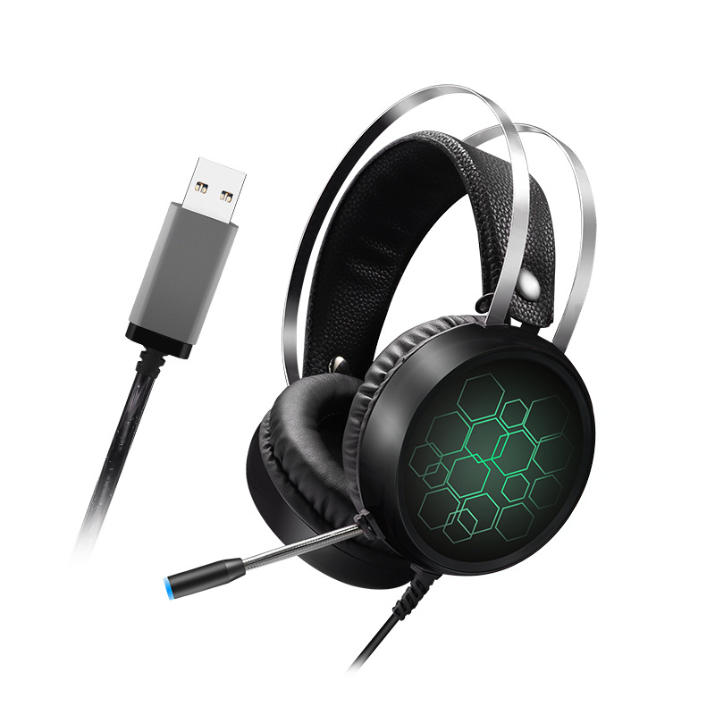 Sound mixer X1 USB7.1 game competitive headset wired headset e-sports chicken internet cafe RGB luminous headset